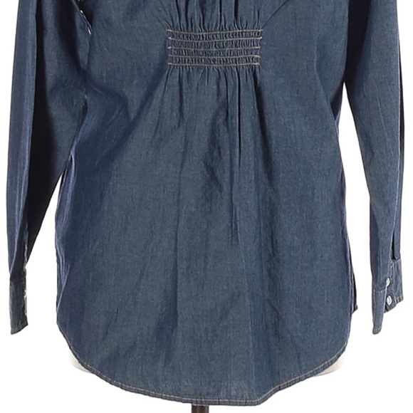 Izod L blue chambray long sleeve snap front shirt - Picture 11 of 16